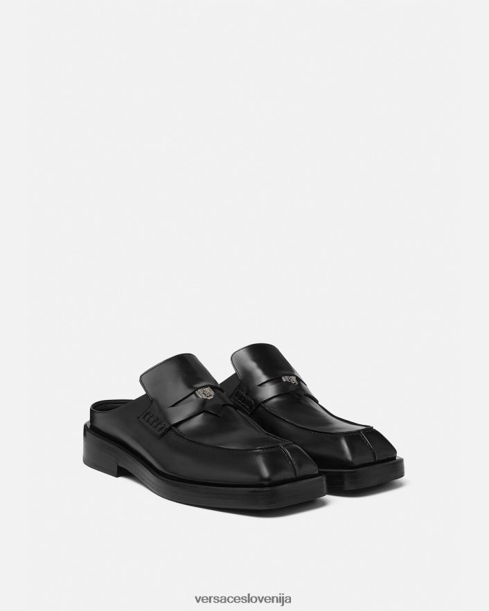 moški kvadratne loafer mule Versace Črna 20B20P1576 čevelj